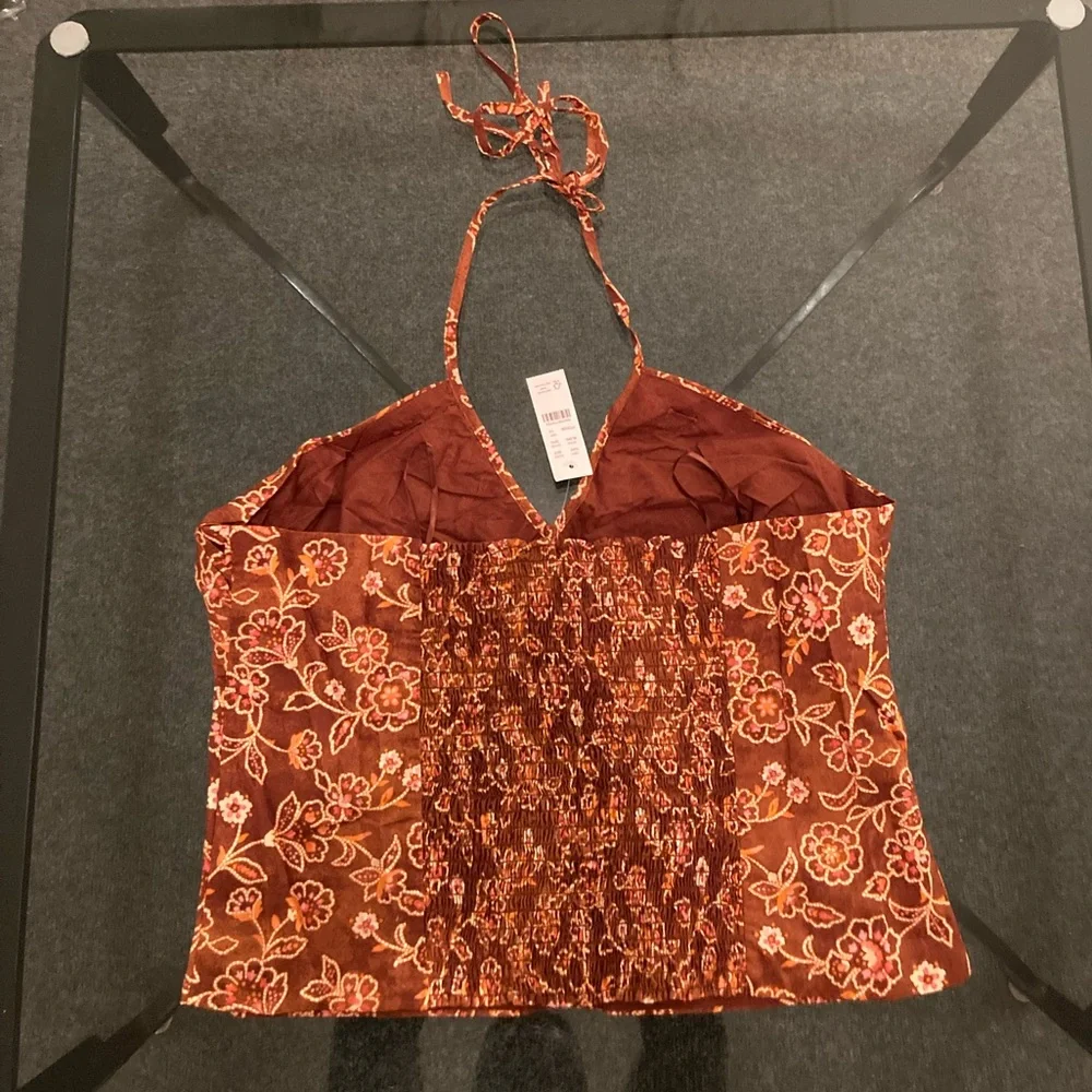 J. Crew Rust Floral Halter Cami